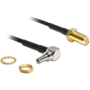 RP-SMA (v) - CRC-9 (m) kabel - RG174 - 50 Ohm / zwart - 0,20 meter