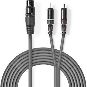 Nedis 1x XLR (v) - 2x RCA (m) stereo audiokabel - 1,5 meter