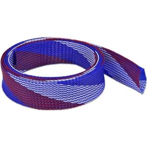 Polyester kabelsleeve | rekbaar | 38mm | blauw/wit/rood | 2 meter