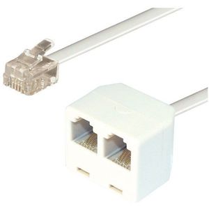 RJ11 (m) - 2x RJ11 (v) telefoon splitter kabel / wit - 15 meter
