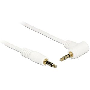 3,5mm Jack 4-polig audio/video kabel AWG24 - haaks / wit - 0,50 meter