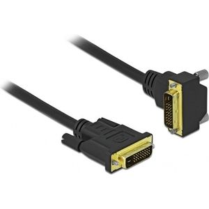 DVI-D Dual Link monitor kabel - 1x haaks - verguld / zwart - 2 meter