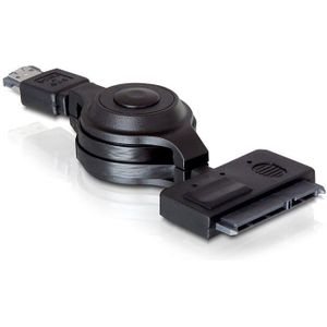 Power over eSATA (eSATAp) naar SATA 22-pins uittrekbare kabel voor 2,5'' HDD (5V) - SATA300 - 3 Gbit/s / zwart - 1,2 meter