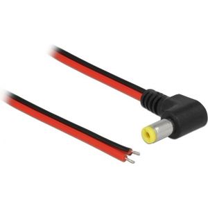 DC plug (m) haaks 5,5 x 2,5mm stroomkabel met open einde - max. 5A / zwart/rood - 0,15 meter