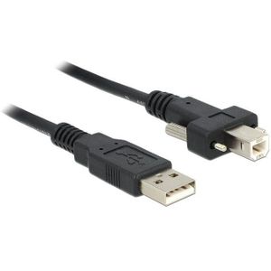 USB naar USB-B kabel met schroeven - USB2.0 - tot 2A / zwart - 2 meter