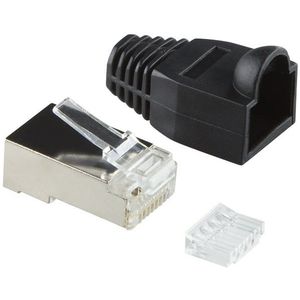 RJ45 krimp connectoren (STP) voor CAT6 netwerkkabel (flexibel) - 100 stuks (3-delig) / zwart