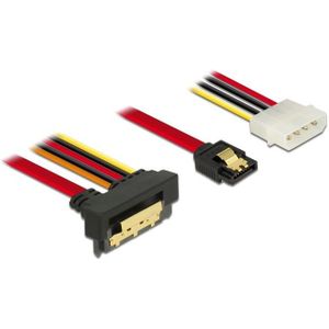 SATA haaks naar SATA data- en Molex voedingskabel - SATA600 - 6 Gbit/s / rood - 0,30 meter