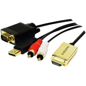 Premium HDMI naar VGA + Tulp 2RCA kabel / zwart - 2 meter