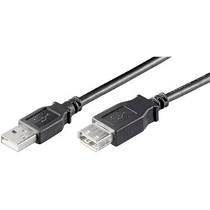 USB naar USB verlengkabel - USB2.0 - tot 0,5A / zwart - 10 meter