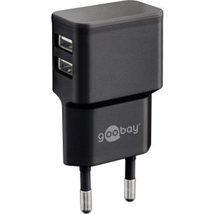 Goobay USB thuislader met 2 poorten - haaks - 2,4A / zwart