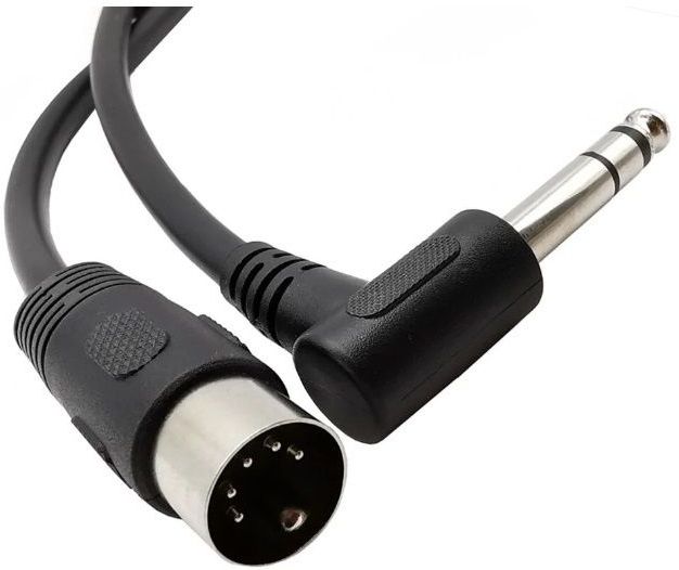 DIN 5-pins - 6,35mm Jack haaks audiokabel / zwart - 0,20 meter