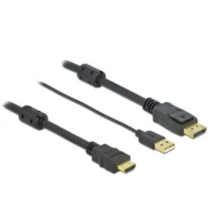 Premium HDMI naar DisplayPort actieve kabel - HDMI 1.4 / DP 1.2 (4K 30Hz) - voeding via USB-A / zwart - 7 meter