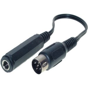 6,35mm Jack (v) - DIN 5-pins (m) hoofdtelefoon (dobbelsteen) adapter / zwart - 0,20 meter