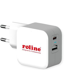 Roline thuislader met 1 USB-C PD en 1 USB-A Quick Charge 3.0 poort - 38W / wit