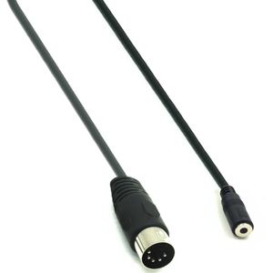 DIN 5-pins (m) - 3,5mm Jack (v) audiokabel / zwart - 1,5 meter