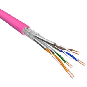 S/FTP CAT6 Gigabit netwerkkabel met flexibele aders - AWG26 - LSZH / roze - 500 meter