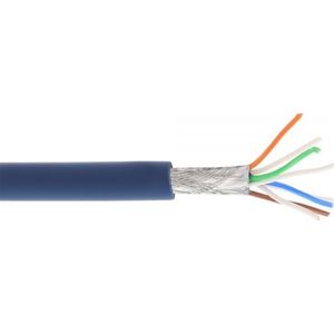 S/FTP CAT6a 10 Gigabit netwerkkabel met flexibele aders - AWG26 - LSZH / blauw - 100 meter