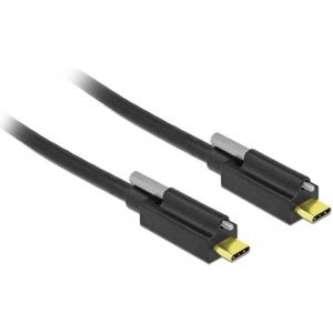 USB-C naar USB-C kabel met 1 schroef - USB3.2 (tot 10 Gbit/s) - PD tot 20V/3A - video tot 8K 30Hz / zwart - 2 meter