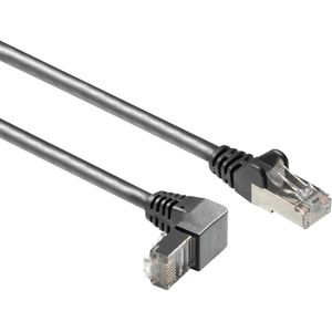 S/FTP CAT6a 10 Gigabit netwerkkabel haaks naar beneden / recht / zwart - 0,50 meter