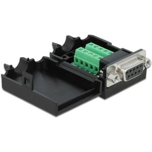 Seriële RS232 connector 9-pins SUB-D (v) met schroefingangen - 10-pins Terminal Block met behuizing / schroeven