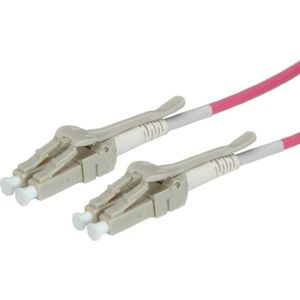 Low Loss LC Duplex Optical Fiber Patch kabel met quick release klem - Multi Mode OM4 - paars / LSZH - 15 meter
