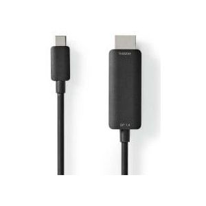 USB-C™ Adapter | USB 3.2 Gen 1 | USB-C™ Male | HDMI™ Connector | 4K@60Hz | 2.00 m | Rond | Vernikkeld | PVC | Zwart | Doos