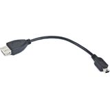 USB Mini B (m) naar USB-A (v) OTG adapter - USB2.0 - tot 1A / zwart - 0,20 meter