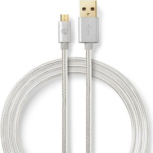 Nedis Premium USB Micro B naar USB-A kabel - USB2.0 - tot 2A / aluminium - 3 meter