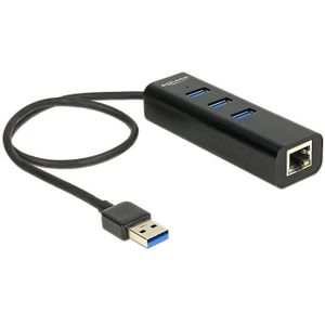 DeLOCK USB naar RJ45 Gigabit LAN adapter met USB3.0 hub - 0,35 meter