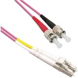LC - ST Duplex Optical Fiber Patch kabel - Multi Mode OM4 - paars / LSZH - 1 meter