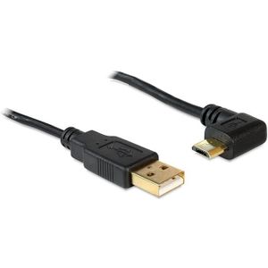 USB Micro B haaks naar USB-A kabel - USB2.0 - tot 2A / zwart - 1 meter