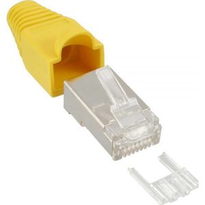 RJ45 krimp connectoren (STP) voor CAT6 netwerkkabel (flexibel) - 10 stuks (3-delig) / geel