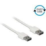 Easy-USB-A naar Easy-USB-A kabel - USB2.0 - tot 2A / wit - 0,50 meter