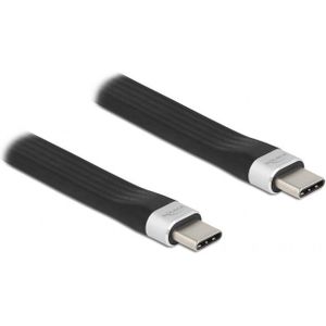 USB-C naar USB-C siliconen kabel met E-Marker chip - USB3.2 (tot 10 Gbit/s) - PD tot 20V/3A - video tot 8K 30Hz / zwart - 0,10 meter