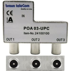 Braun Telecom TV splitter POA 03-UPC met 3 uitgangen - 6 dB / 5-2000 MHz (Horizon Box)