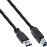 USB-A naar USB-B kabel - USB3.0 - tot 2A / zwart - 5 meter