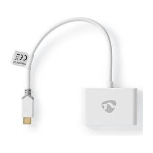 USB Multi-Port Adapter | USB 3.1 Gen1 | USB-C™ Male | 2x USB-A | 1000 Mbps | 0.20 m | Rond | Verguld | PVC | Wit | Window Box