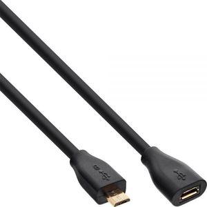 Premium USB Micro B naar USB Micro B verlengkabel - USB2.0 - tot 1A / zwart - 3 meter