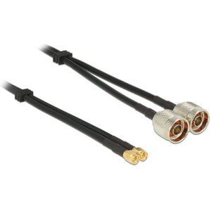 N (m) - SMA (m) Twin kabel - RG58 - 50 Ohm / zwart - 5 meter