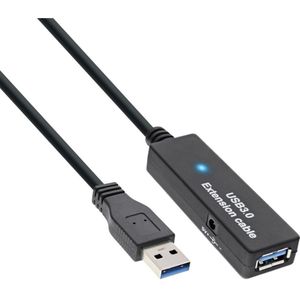 InLine actieve USB naar USB verlengkabel - externe voedingsadapter - USB3.0 - tot 0,9A - 15 meter