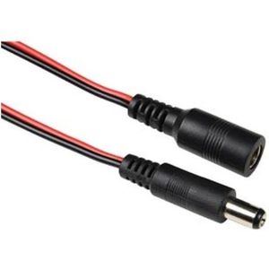 DC plug (m) - DC plug (v) verlengkabel - 5,5mm x 2,1mm - max. 12V/3A / rood/zwart - 3 meter