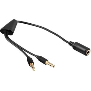 2x 3,5mm > 3,5mm 4-polig headset adapter (CTIA/AHJ) / verguld - zwart - 0,40 meter