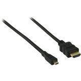 Micro HDMI - HDMI kabel - versie 1.4 (4K 30Hz) - verguld / zwart - 1 meter