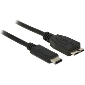 USB Micro B naar USB-C kabel - USB3.1 Gen 2 - tot 3A / zwart - 0,50 meter