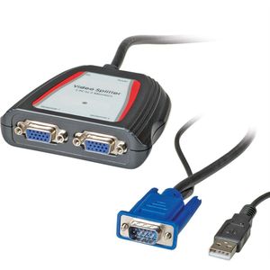 Value VGA splitter 1 naar 2 - actief met USB voeding / zwart