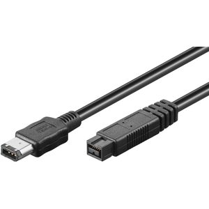 FireWire 400-800 kabel met 6-pins - 9-pins connectoren / zwart - 1 meter