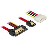 SATA naar SATA data- en Molex voedingskabel - SATA600 - 6 Gbit/s / rood - 0,30 meter