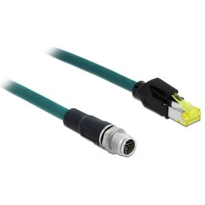 M12 8-pins X-gecodeerd - RJ45 Hirose industriële netwerkkabel - CAT6a / TPU PUR - 1 meter