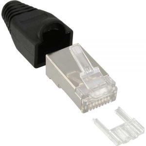 RJ45 krimp connectoren (STP) voor CAT6 netwerkkabel (flexibel) - 10 stuks (3-delig) / zwart