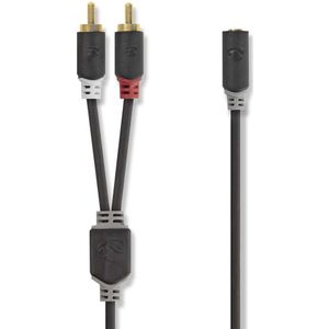Nedis Tulp (m) - 3,5mm Jack (v) stereo audio adapter kabel / zwart - 1 meter